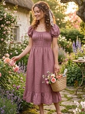 Sim & Sam Smocked Midi dress - size Small